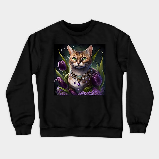 Mystical Rusty Spotted Cat Crewneck Sweatshirt by Enchanted Reverie